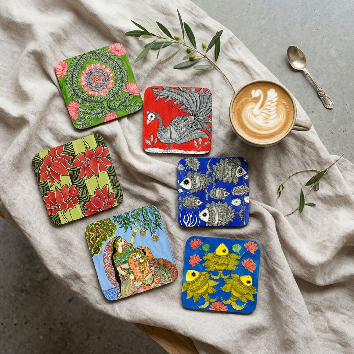 Studio Decorai Coasters Madhuban - Coasters (Set of 6)