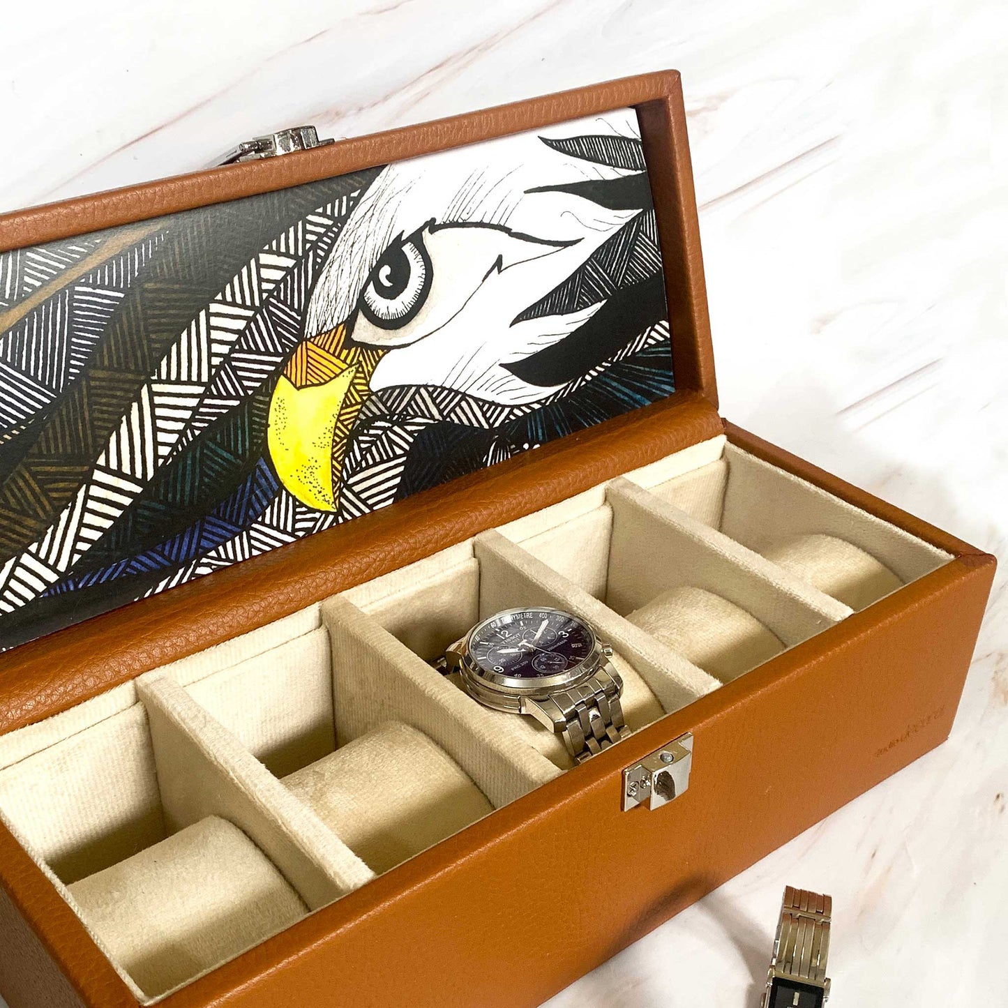 Studio Decorai Watch Box Smoky Quartz - Soaring High - Handcrafted Leather Watch Box