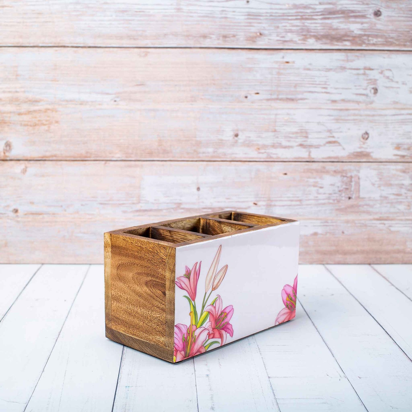Studio Decorai Cutlery Holder Summer Vine - Botanical Themed Wood Cutlery Holder