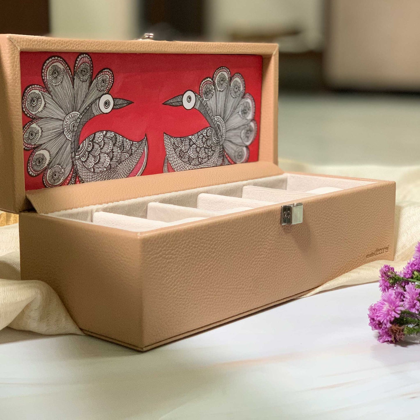 Studio Decorai Watch Box Sunset Dancers - Champagne - Handcrafted Leather Watch Box