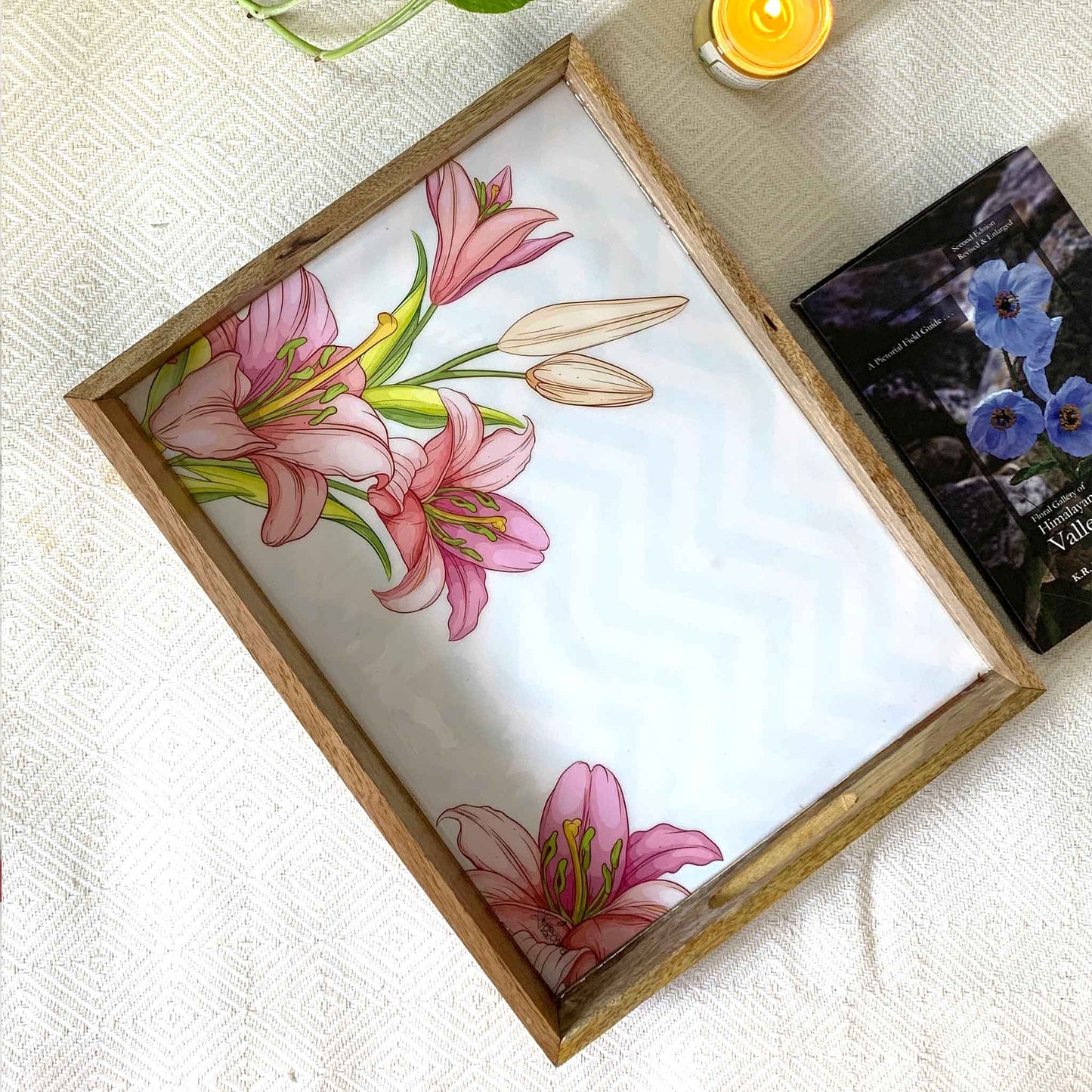 Studio Decorai Trays Summer Vine - Modern Botanical Themed Rectangular Wooden Tray