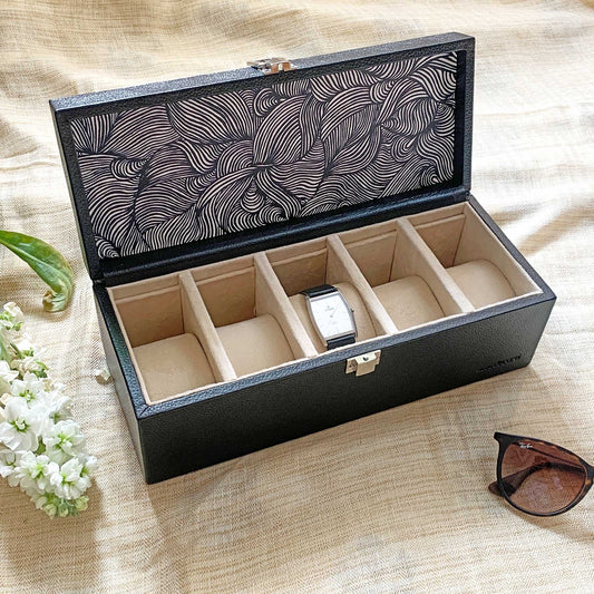 Studio Decorai Watch Box Black Beauty - Story of Marius - Handcrafted Leather Watch Box