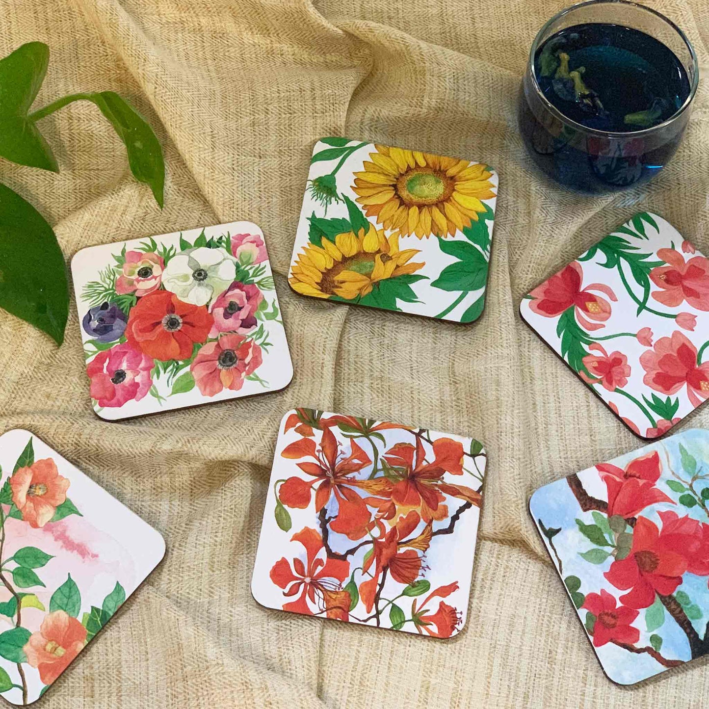 Studio Decorai Coasters Into the Sunshine - Floral Coasters (Set of 6)