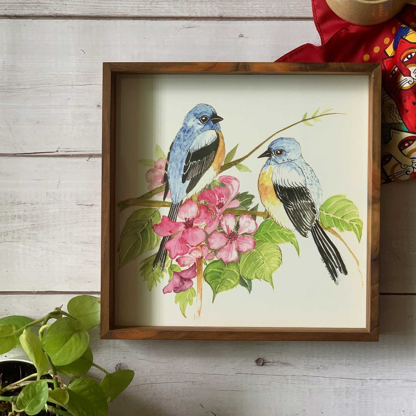 Studio Decorai Diwali Festive Special - Blue Birds in Conversation - Teak wood Tray Combo