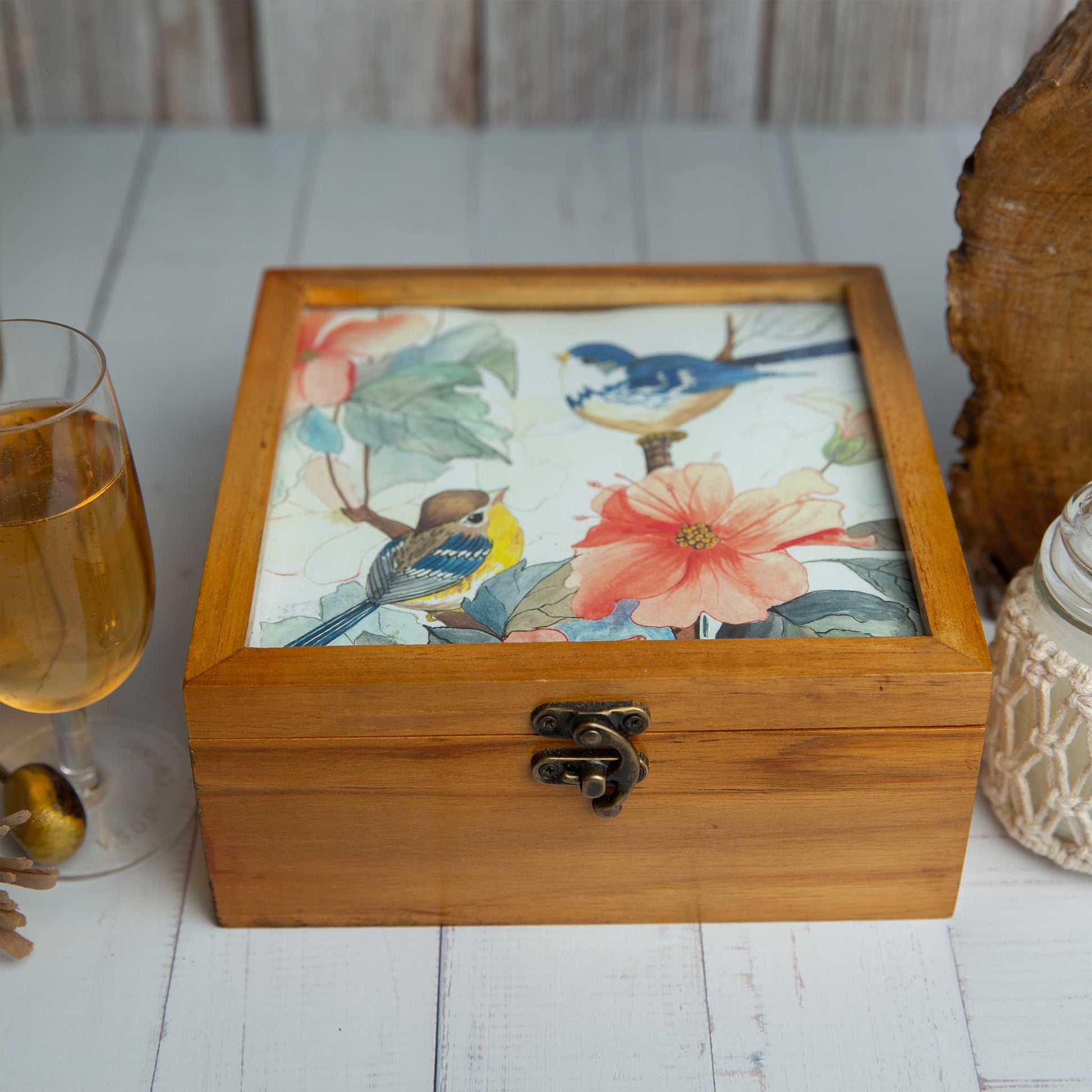 Studio Decorai Jewellery Box Birds of Paradise - Tropical Design Wooden Jewellery Box