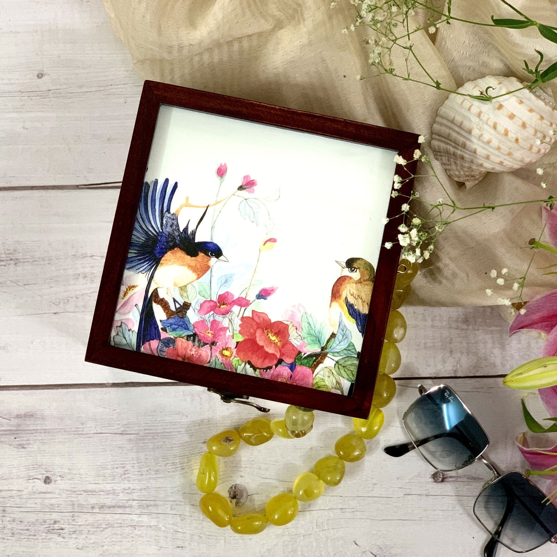 Studio Decorai Jewellery Box Dance of the Lazulis - Tropical Botanical Design Jewellery & Multipurpose Box