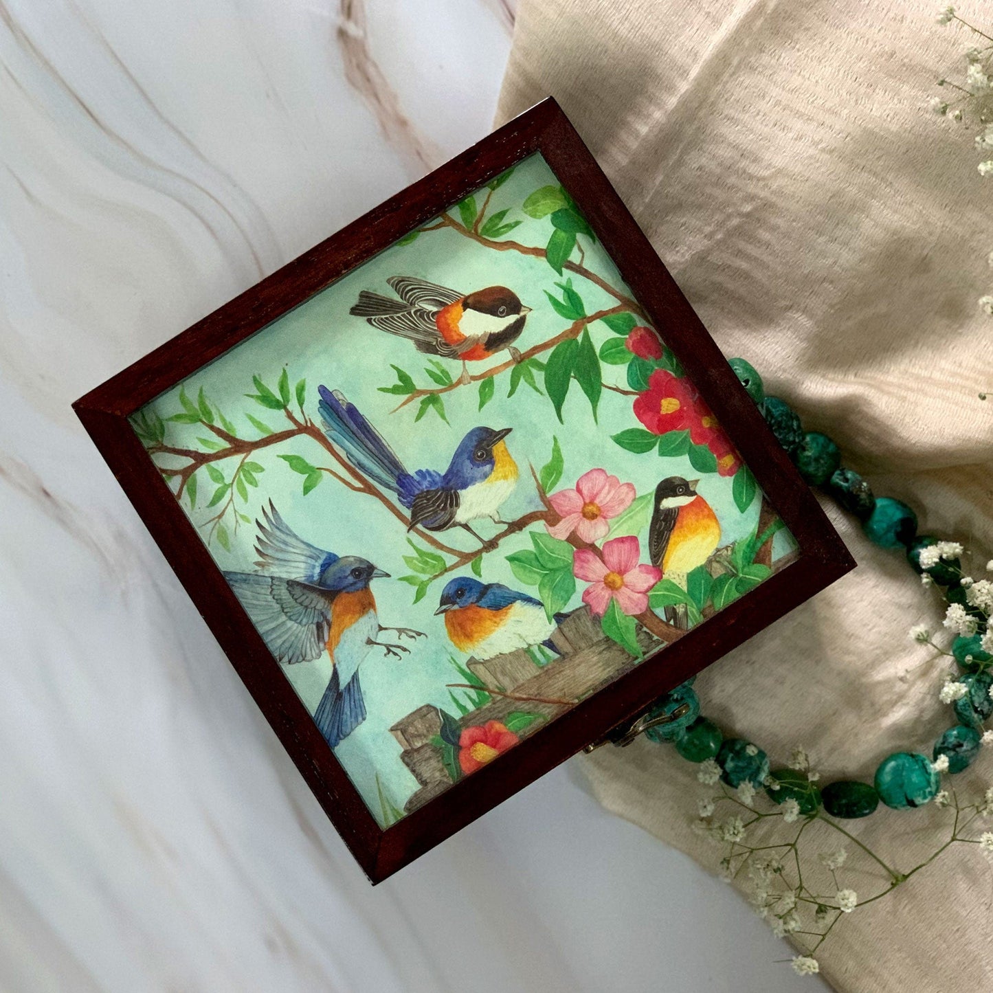 Studio Decorai Jewellery Box Morning Chatter - Tropical Botanical Design Jewellery & Multipurpose Box