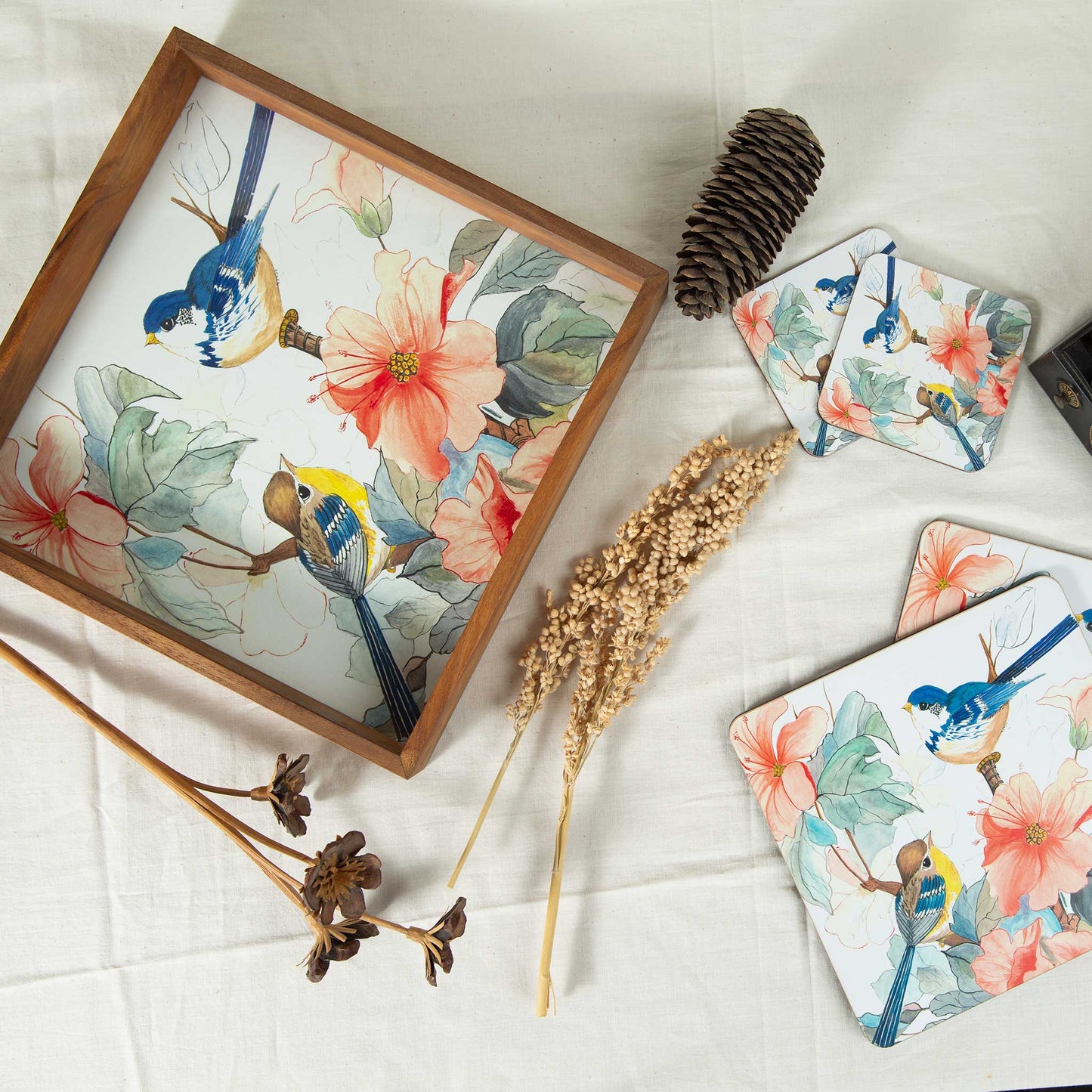 Studio Decorai Trays Birds of Paradise - Square Wooden Tray