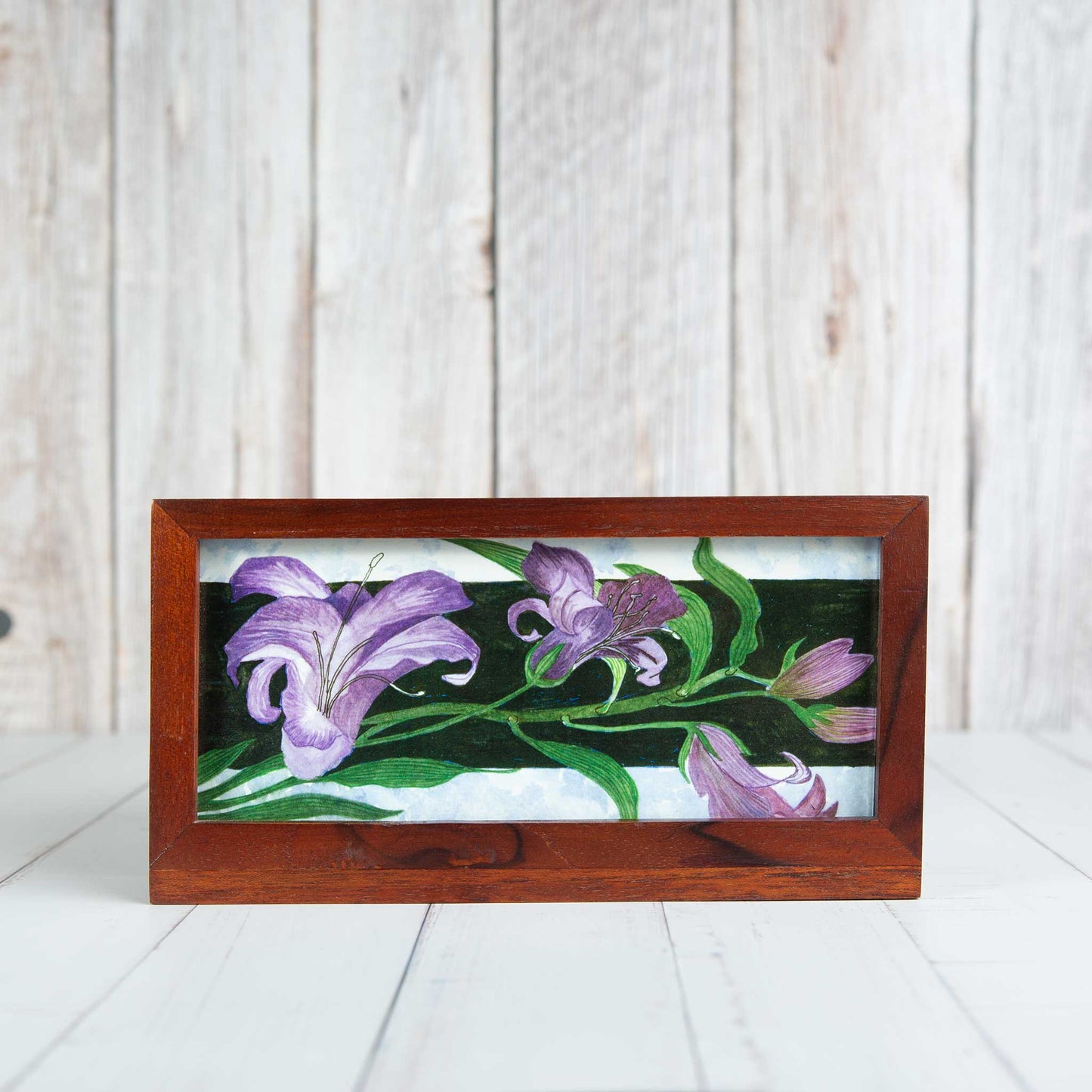 Studio Decorai Trays Lilac Lilies - Rectangular Wooden Tray & Cutlery Holder Set