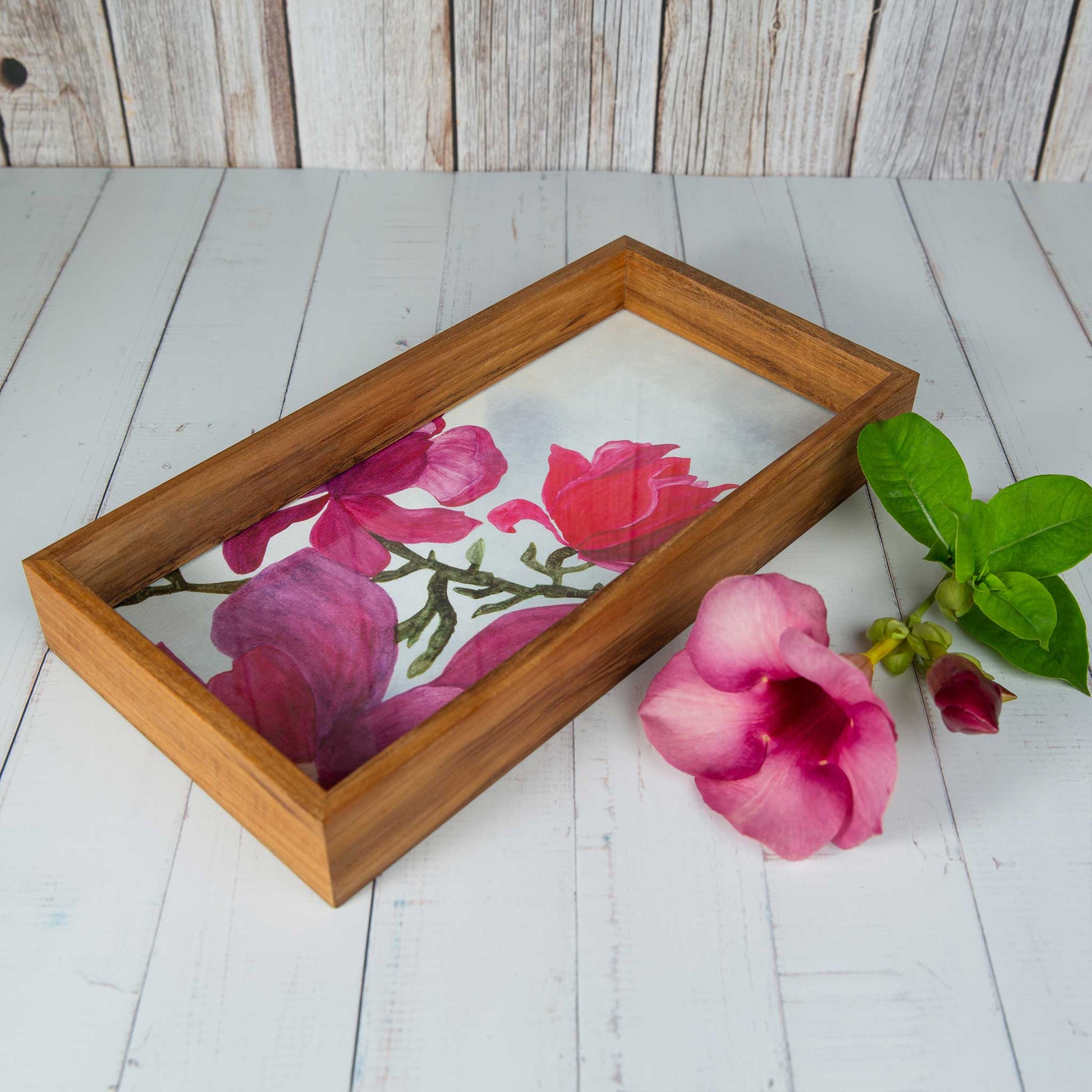 Studio Decorai Trays Steel Magnolias - Rectangular Wooden Tray