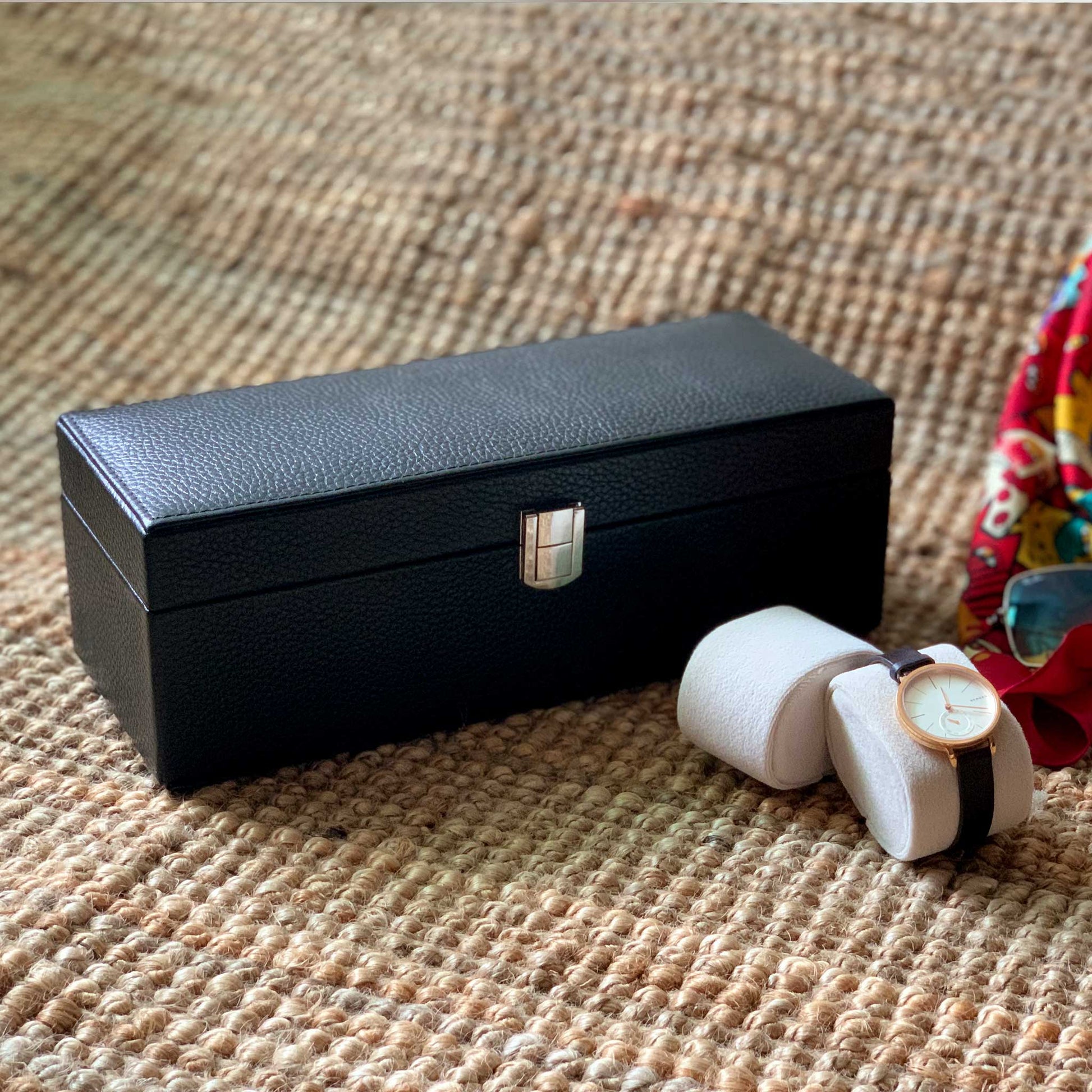Studio Decorai Watch Box Black Beauty - The Elena Rose - Handcrafted Leather Watch Box