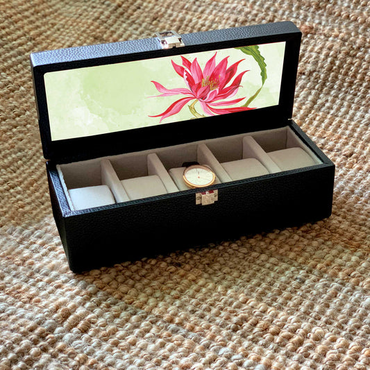 Studio Decorai Watch Box Black Beauty - The Elena Rose - Handcrafted Leather Watch Box