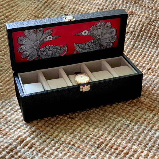 Studio Decorai Watch Box Black Beauty - The Sunset Dancers - Handcrafted Leather Watch Box