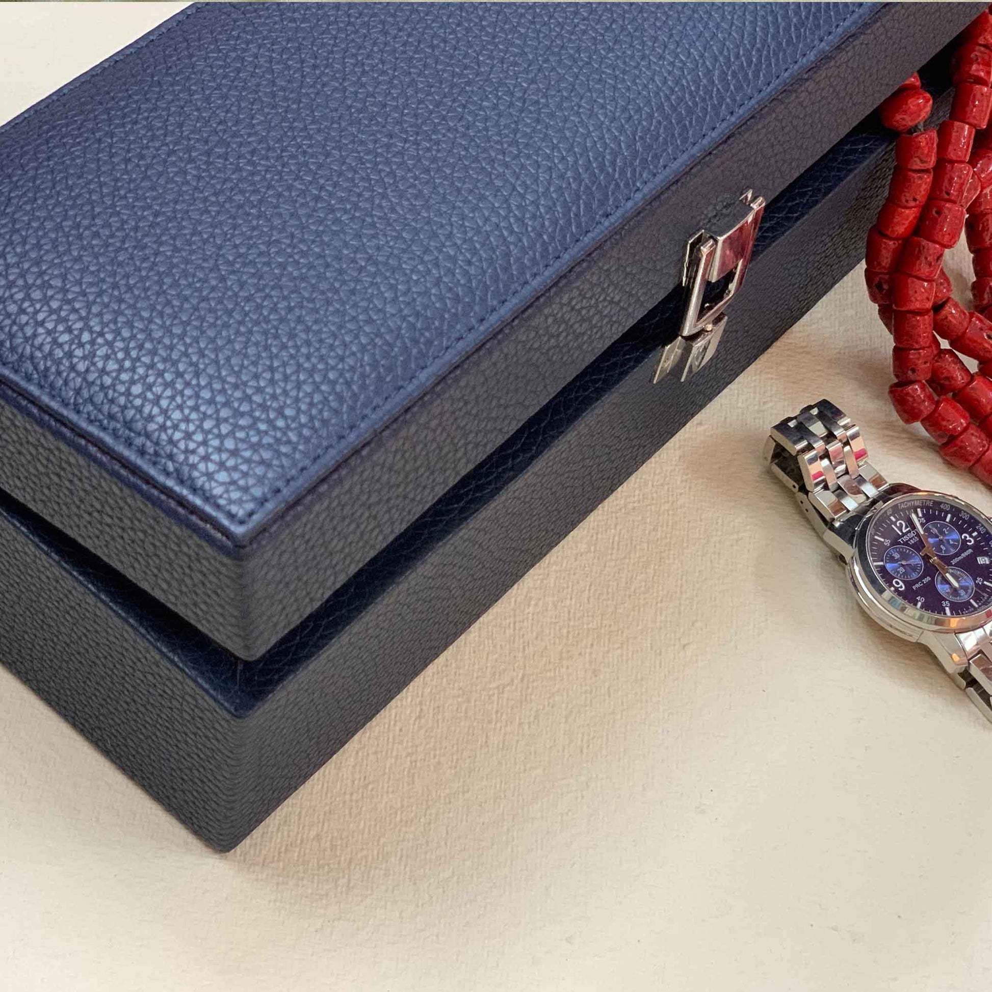 Studio Decorai Watch Box Sapphire - Story of Marius - Handcrafted Leather Watch Box