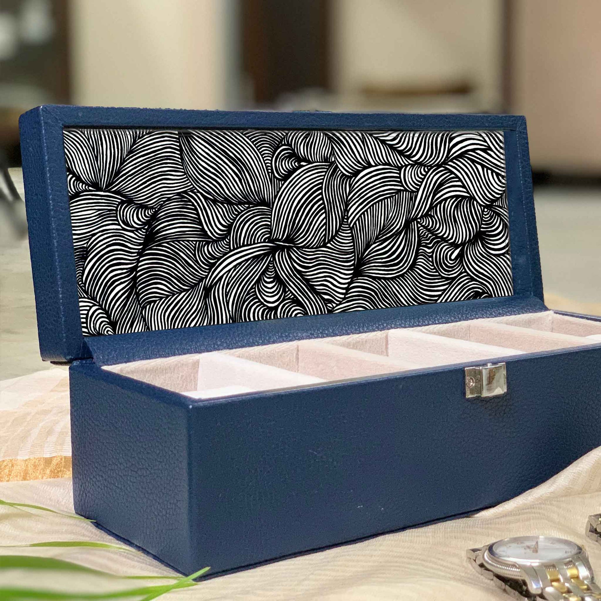 Studio Decorai Watch Box Sapphire - Story of Marius - Handcrafted Leather Watch Box