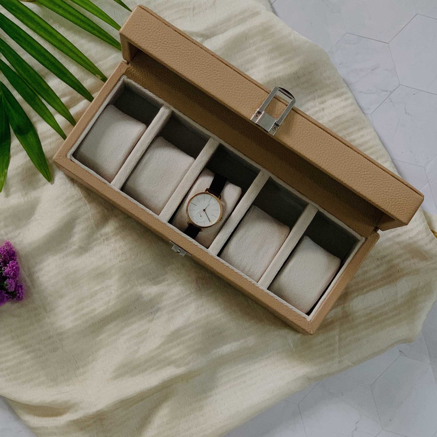 Studio Decorai Watch Box Sunset Dancers - Champagne - Handcrafted Leather Watch Box